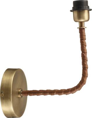 3463002 Nora - seinävalaisin runko ilman varjostinta, messinki / nahka, E27, PR Home, Noortrade - Seinävalaisimet - 183105 - 1