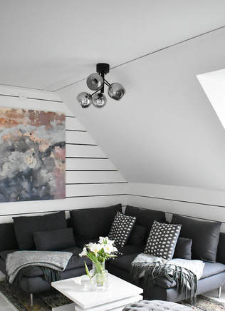 16206-15 Atom 5-osainen plafondi, musta / savulasi, Aneta Lighting - Plafondit - 184725 - 2