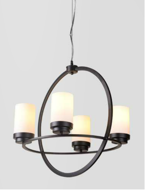 Rotko - riippuvalaisin, musta, valkoinen lasi, 4xE27, Virvatuli - Riippuvat valaisimet - 101325 - 1