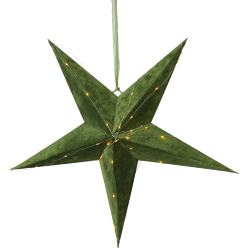 501-63 Velvet - paperitähti 60cm vihreä sametti, paristokäyttöinen led-sarja, Star Trading, Noortrade - Kranssit ja tähdet - 183045 - 1