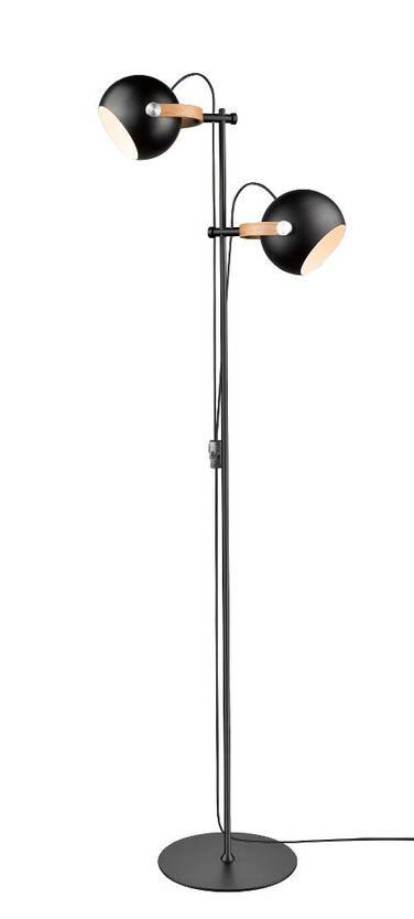 734269 D.C - lattiavalaisin, 2-osainen, musta, puusomisteet, 2xE27, Halo Design - Lattiavalaisimet - 182195 - 1
