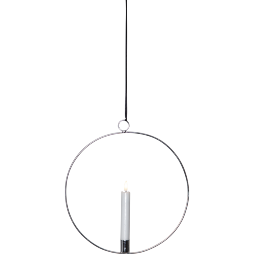 063-43 Riippuva Flamme - koristerengas 28cm, hopea, paristokäyttöinen led- kynttilä, Star Trading, Noortrade - Kranssit ja tähdet - 182885 - 1