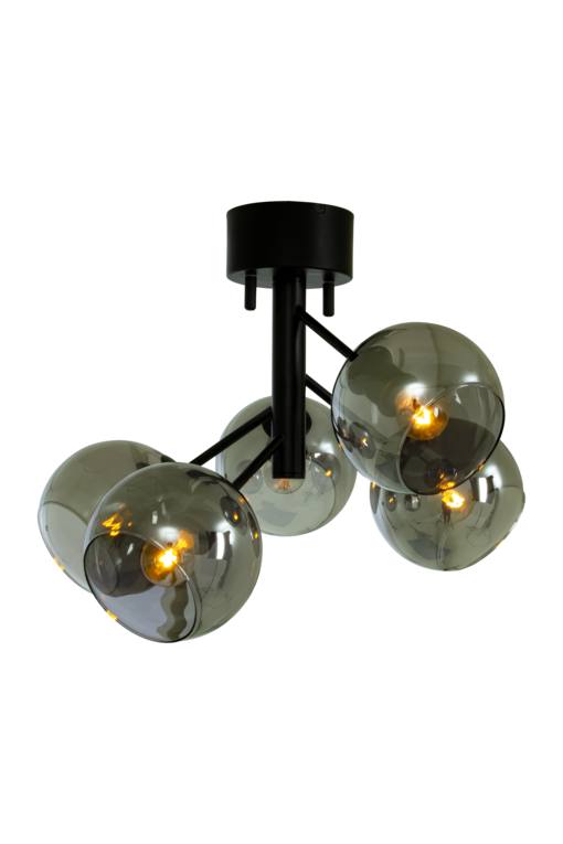 16206-15 Atom 5-osainen plafondi, musta / savulasi, Aneta Lighting - Plafondit - 184725 - 1