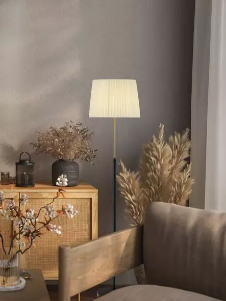 29041-15-02 Ezai - lattiavalaisin pliseeratulla kangasvarjostimella - Lattiavalaisimet - 185536 - 2