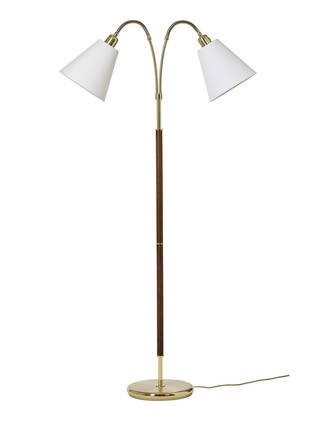 G 759/78 2-osainen Tullgarn lattiavalaisin, messinki / pähkinänruskea puu, ilman varjostimia, AH Belysning - Lattiavalaisimet - 013776 - 1