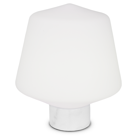 P2081-1V Hehku - pöytävalaisin, valkoinen lasi, marmorijalka, E27, Matti Syrjälä, Sessak - Pöytävalaisimet - 101206 - 1