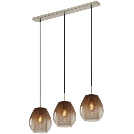 4024-034 Seventies 3-osainen riippuvalaisin, savun ruskea / satiini teräs, Briloner, E.litevalaisimet - Riippuvat valaisimet - 183296 - 1