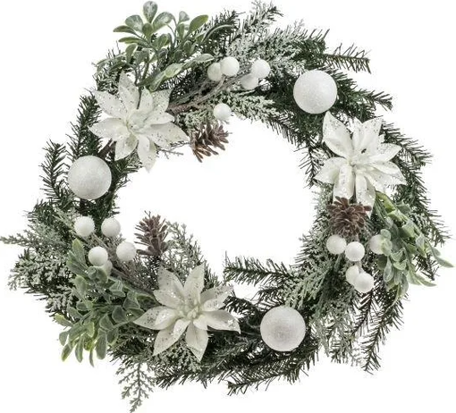 5413 30cm havurengas valkoisilla joulutähdillä, Weiste - Kranssit ja tähdet - 184116 - 1