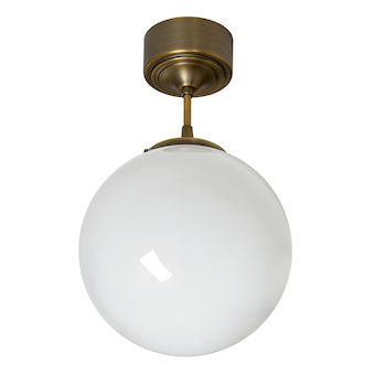 Klassinen lasipallovalaisin 25cm opaalilasilla lyhyessä antiikkimessinginvärisessä varressa, E27, AH-Belysning - Riippuvat valaisimet - 100116 - 1