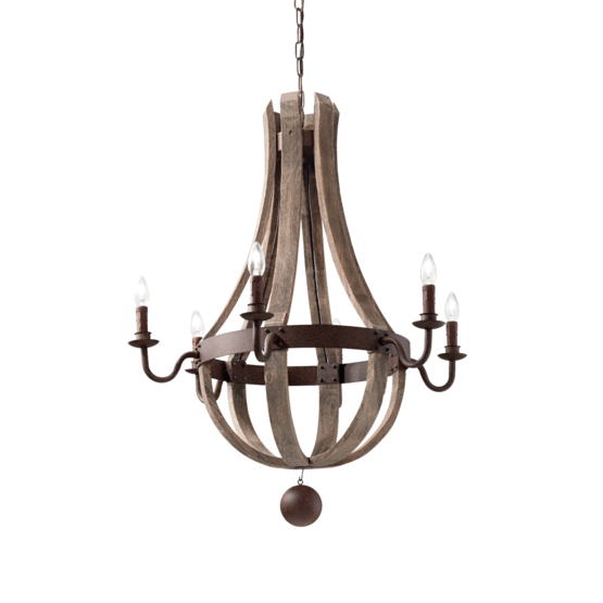 129693 Millenium - kruunu, ruskea, puu, 6xE14, Ideal-lux - Riippuvat valaisimet - 182327 - 1