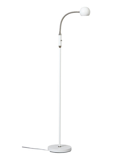 G 137/05 Fladen lattiavalaisin, valkoinen / harjattu teräs, GU10, AH Belysning - Lattiavalaisimet - 184157 - 1