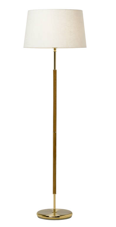 G 760 01 Tullgarn lattiavalaisin runko, ilman varjostinta, messinki / tammi, E27, AH Belysning - Lattiavalaisimet - 009277 - 1