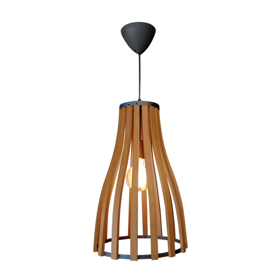 18110 Cellar - riippuvalaisin, puu, harmaa metalli, musta kangasjohto, E27, Valaisin Grönlund - Riippuvat valaisimet - 181997 - 1