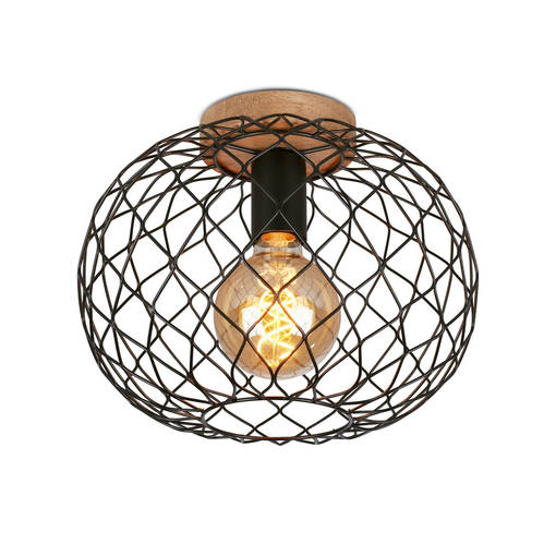 3037-015 Winki plafondi 30cm, musta / puu, BRILO, e.litevalaisimet - Plafondit - 184507 - 1