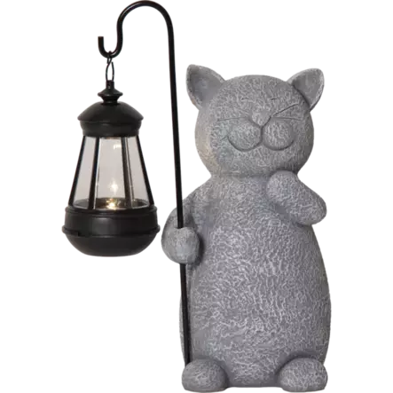 483-05 Smilla solar-koristepatsas kissa ja led-lyhty, 29,5cm, StarTrading - Aurinkokennovalaisimet - 003618 - 1