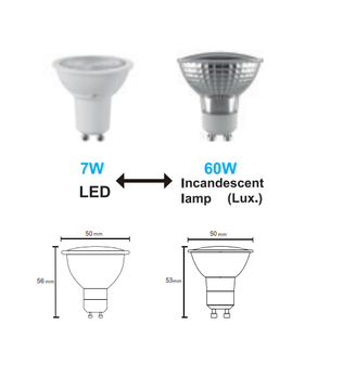 R09258 Led -poltin GU10 7W 540lm 3000K himmennettävä, Mantra, E.litevalaisimet - Led-lamput - 006678 - 2