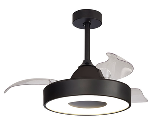 8218 Coin - tuuletinvalaisin 50cm musta, moottori 30W, 60W led, Mantra, E.litevalaisimet - Tuulettimet - 006938 - 2