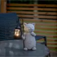 483-05 Smilla solar-koristepatsas kissa ja led-lyhty, 29,5cm, StarTrading - Aurinkokennovalaisimet - 003618 - 2