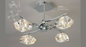 0415 4-osainen Alfa-kattovalaisin, kromi, kristallilasi, G9, Mantra, E.lite - Riippuvat valaisimet - 012558 - 1