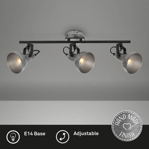 2049-035 Soft 3-osainen kohdevalaisintanko, antiikkihopea / musta, 3xE14, Briloner, E.litevalaisimet - Kohdevalaisimet - 184978 - 3