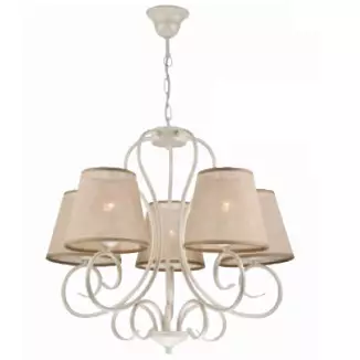 27517 Lorenzo 5-haarainen kruunu varjostimilla, antiikkivalkoinen, Lamkur - Riippuvat valaisimet - 007968 - 1