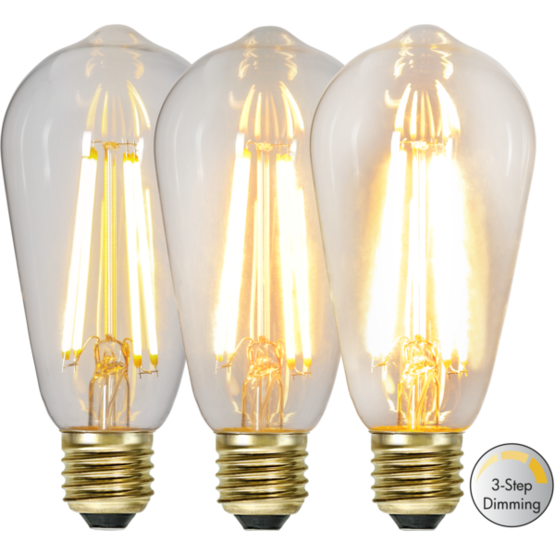 354-85 3-tehoinen lyhtylamppu 6,5W 700/350/70 lumen, 2100K, E27, Star Trading, Noortrade - Led-lamput - 008178 - 1