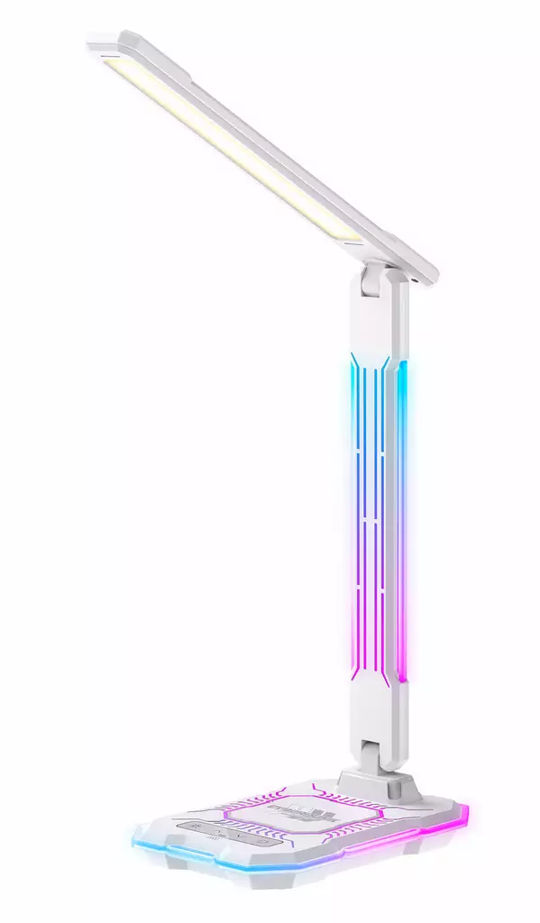 51483-01 E-SPORT Led - pöytävalaisin latausasemalla, RGB, valkoinen, FocusLight - Pöytävalaisimet - 004278 - 1