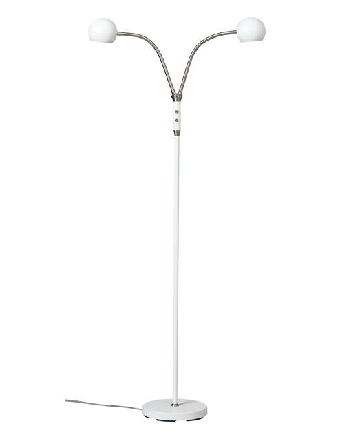 G 138/05 Fladen 2-osainen lattiavalaisin valkoinen / harjattu teräs, 2xGU10, AH Belysning - Lattiavalaisimet - 184158 - 1