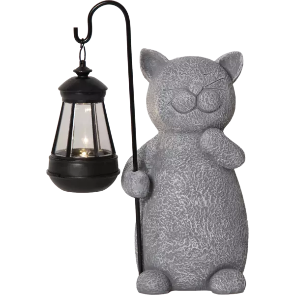 483-05 Smilla solar-koristepatsas kissa ja led-lyhty, 29,5cm, StarTrading - Aurinkokennovalaisimet - 003618 - 1