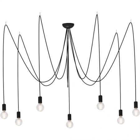 6785 Spider 7- osainen kattovalaisin, musta, kangasjohto, E27, E.litevalaisimet - Riippuvat valaisimet - 181918 - 1