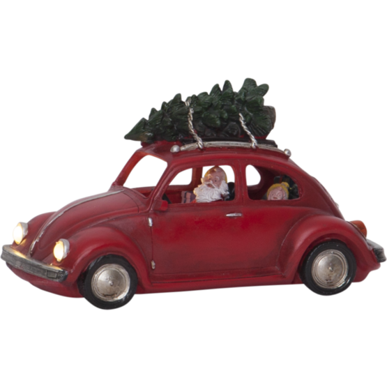 992-21 Merryville - pöytäkoriste, punainen kuplavolkkari joulupukki kuskina, 3xAA, Star Trading, Noortrade - Muut - 182128 - 1