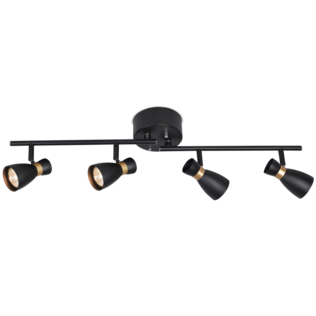 Zion 4-osainen kattovalaisin, musta / kulta, Sessak - Kohdevalaisimet - 185359 - 1