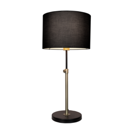 22001-05 Hitch - pöytävalaisin, musta kangasvarjostin, säädettävä antiikkimessinki/ musta jalka, E27, Valaisin Grönlund - Pöytävalaisimet - 181989 - 1