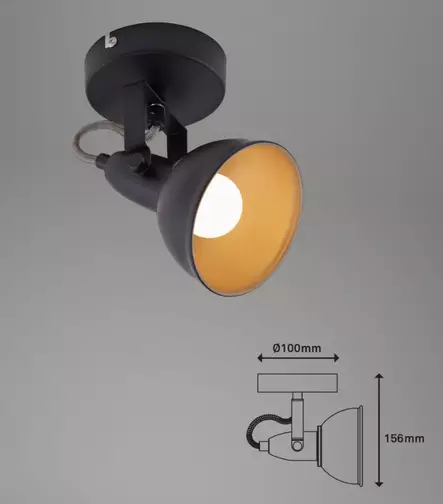 2049-015 Soft 1-osainen kohdevalaisin, musta / kulta, Briloner, e.litevalaisimet - Kohdevalaisimet - 185389 - 2