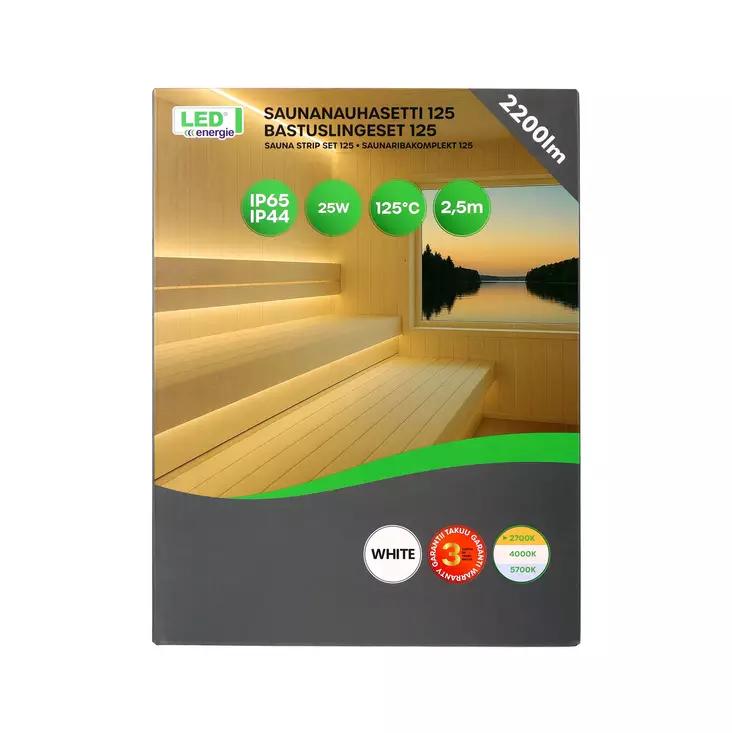 10517 valkoinen/ 10518 musta Led- saunanauhasetti 2,5m, Led Energie - Saunavalaisimet - 008369 - 1