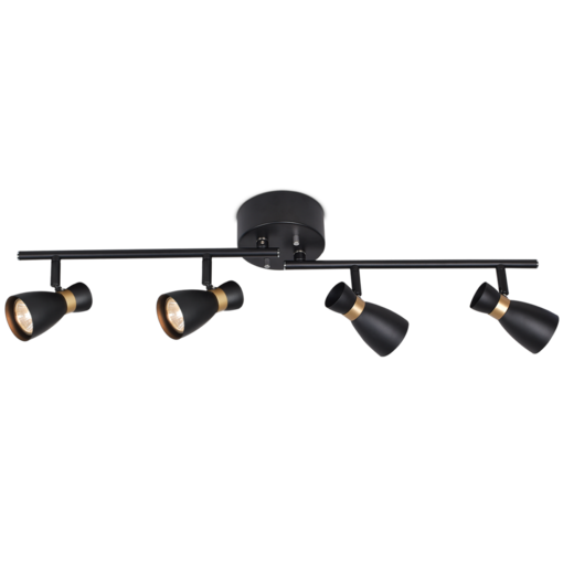 Zion 4-osainen kattovalaisin, musta / kulta, Sessak - Kohdevalaisimet - 185359 - 1