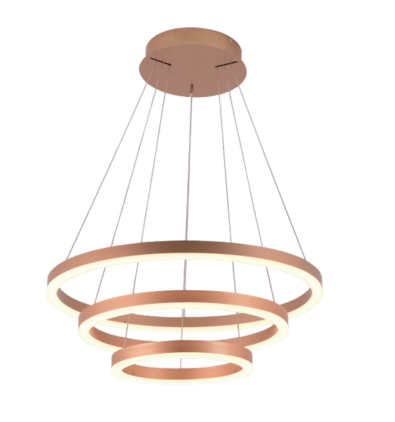 1232-64 Layer 3 Led - riippuvalaisin, ruusu kulta (matta messinki), 60 + 45 + 30cm, 3m johto, Valaisin Grönlund - Riippuvat valaisimet - 005219 - 1