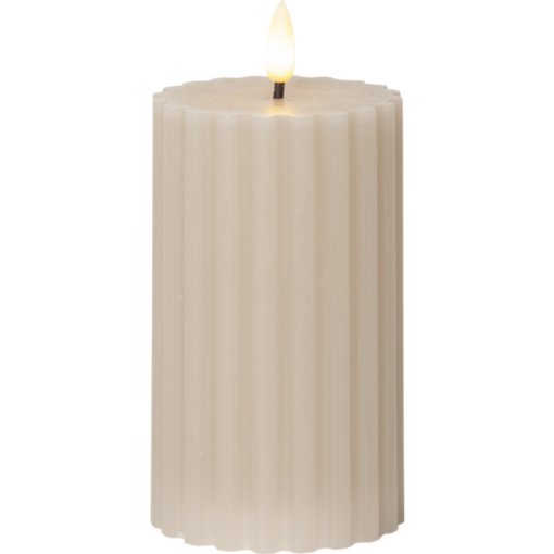 061-67 Flamme Stripe led pöytäkynttilä 15cm beige, StarTrading, noortrade - Kyntteliköt ja kynttilät - 009989 - 1