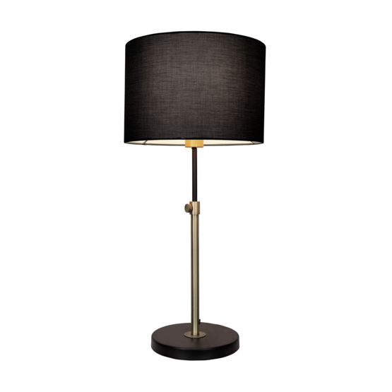 22001-05 Hitch - pöytävalaisin, musta kangasvarjostin, säädettävä antiikkimessinki/ musta jalka, E27, Valaisin Grönlund - Pöytävalaisimet - 181989 - 1