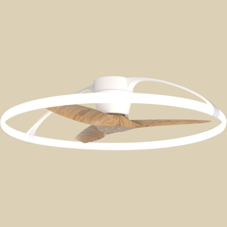 7532 Nepal tuuletinvalaisin kaukosäätimellä, valkoinen/ puu, Design José I. Ballester, Mantra, E.litevalaisimet - Tuulettimet - 183819 - 1