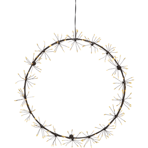 691-24 Dew Drop Flower - kranssi 35cm, musta, lämminvalkoinen led, StarTrading, Noortrade - Kranssit ja tähdet - 183899 - 1