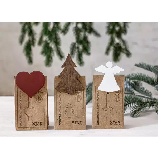 054-27 Enkeli / 054-25 Sydän kynttelikkömansetti, puinen, 2kpl, Star Trading, noortrade - Muut - 005789 - 1